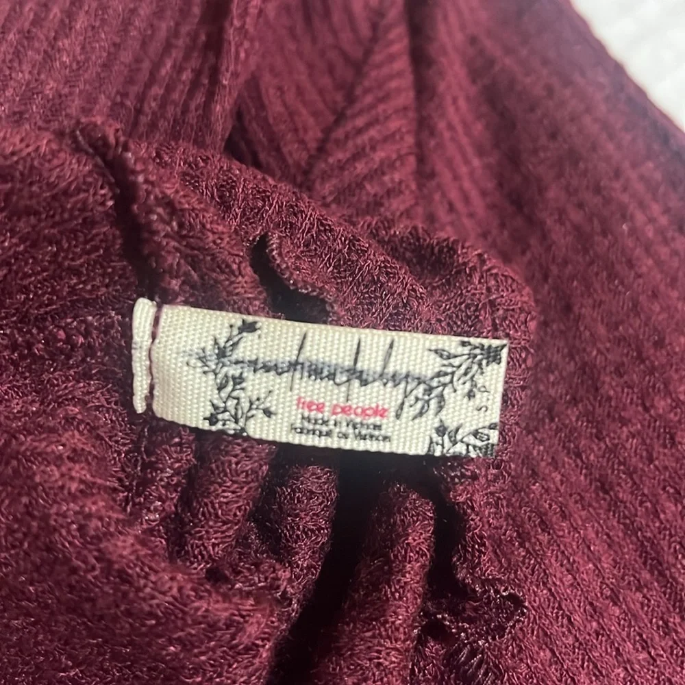 Intimately Free‎ People Make It Easy Waffle Knit Lettuce Hem Thermal Top Plum S